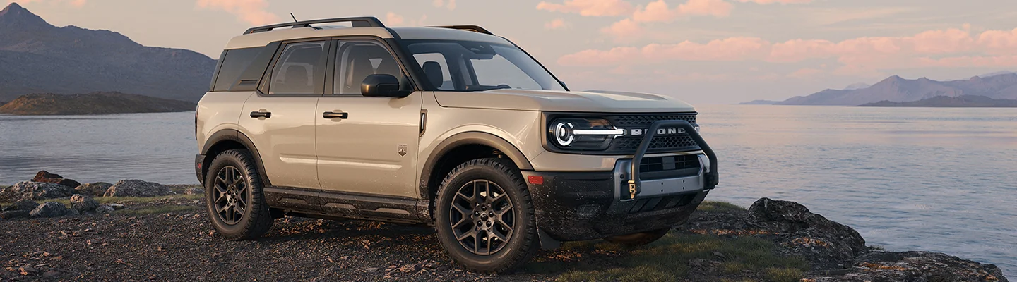 Parked Ford Bronco Sport by a lake