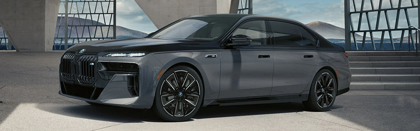 Front side view of a parked 2025 BMW i7