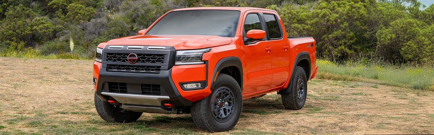 2025 Nissan Frontier Specs Orange Color Front View