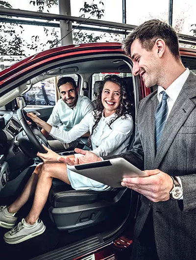 Customer completing a vehicle finance application