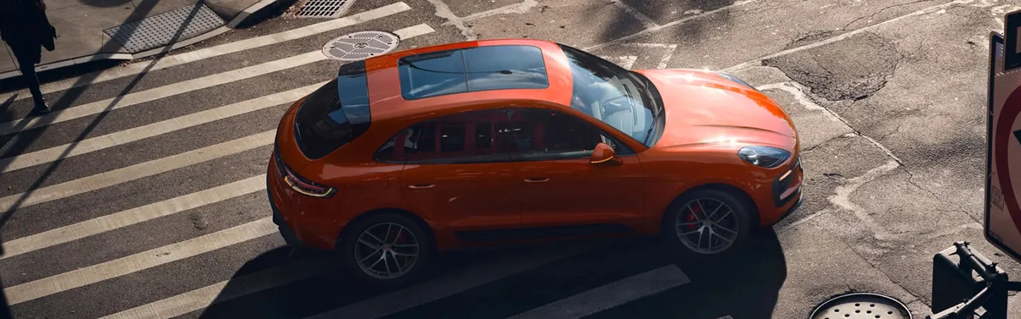 red 2024 Porsche Cayan top view