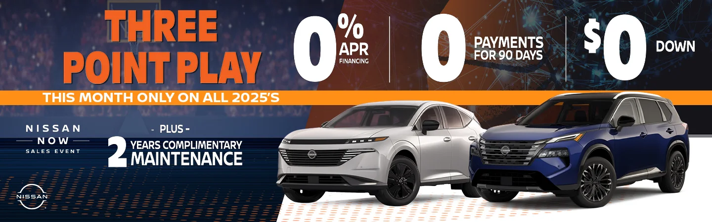 Three point play 0% Available at Vaden Nissan Hilton Head
