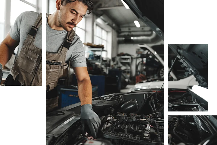Mechanic working on car