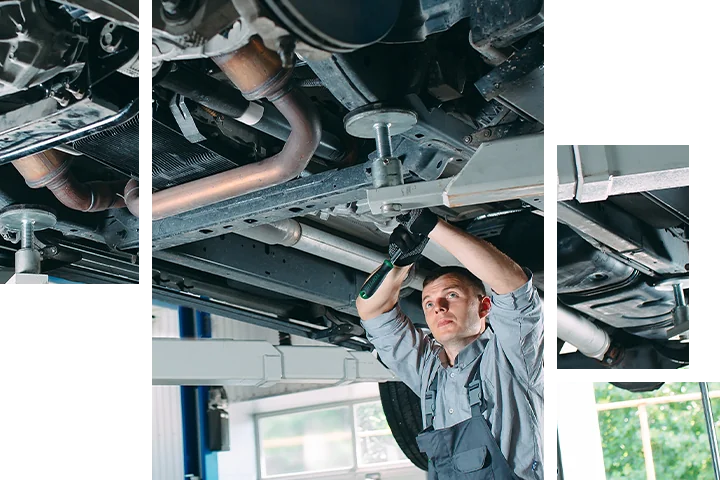 Service on car jacked up