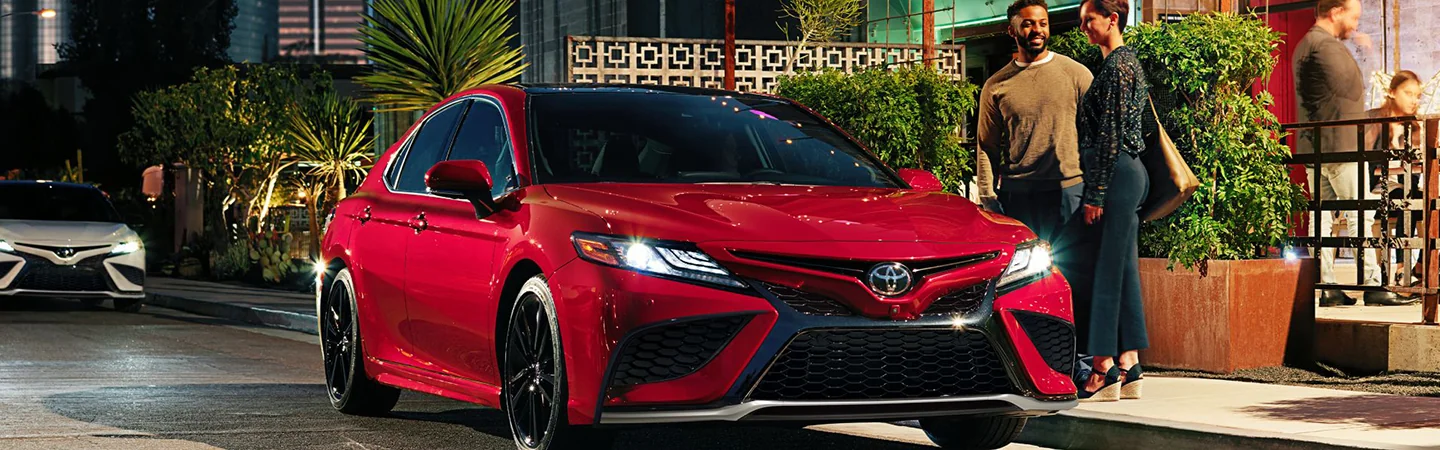 2024 Toyota Camry Hybrid Specs red front view