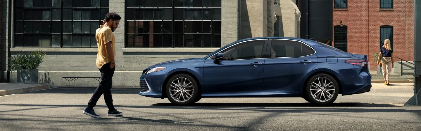 2024 Toyota Camry Hybrid Specs blue side view