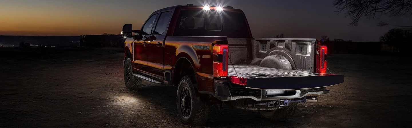 Night time view of a 2025 Ford F-250 Super Duty