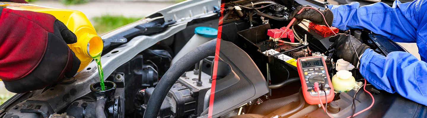 auto mechanic's using electric meter on engine