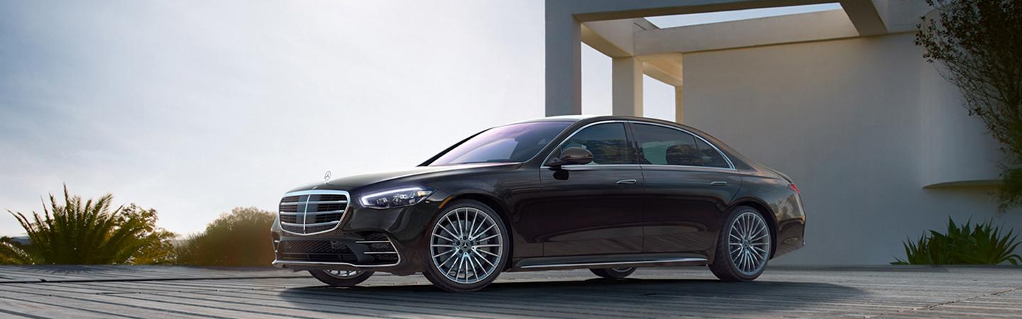 2022 Mercedes-Benz S-Class parked in front of a house