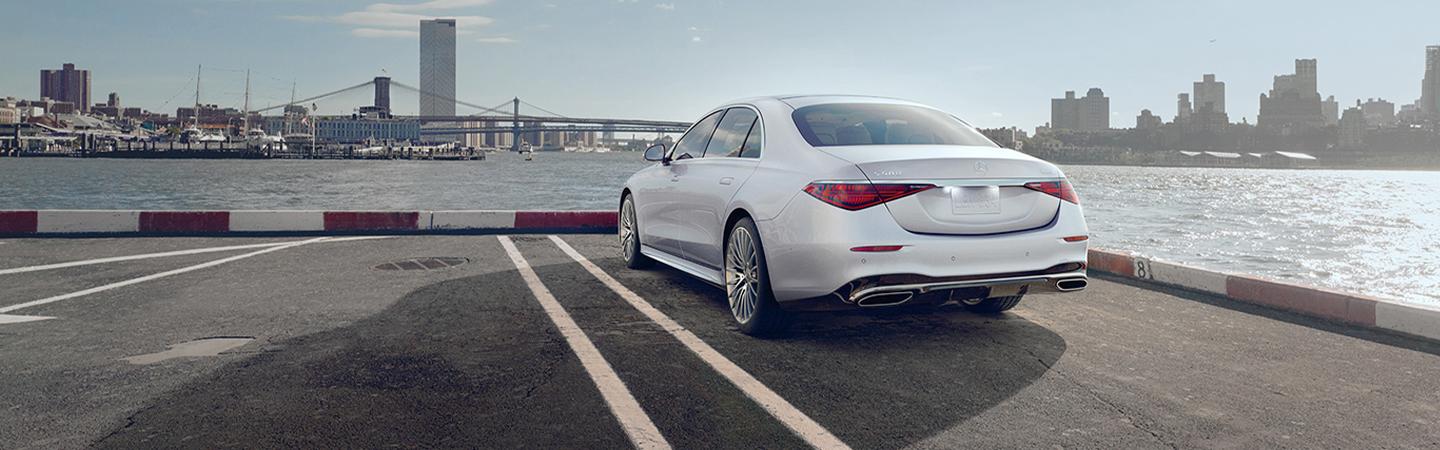 2022 Mercedes-Benz S-Class parked by the docks in a city