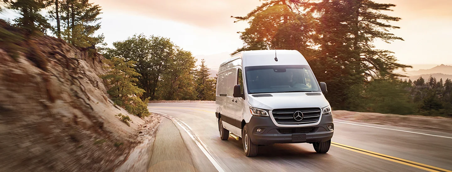 2025 Mercedes-Benz Sprinter Cargo Van Specs Silver color Front View  