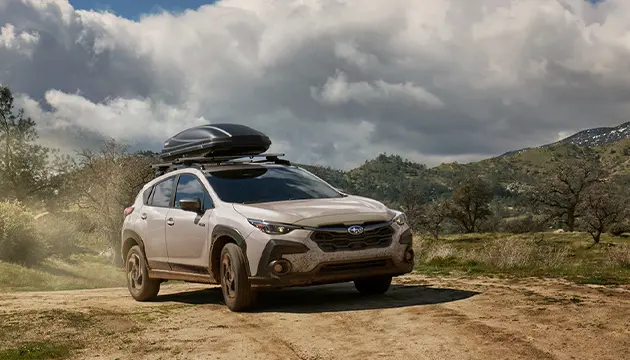 camping with the new Subaru in Huntington Beach, CA