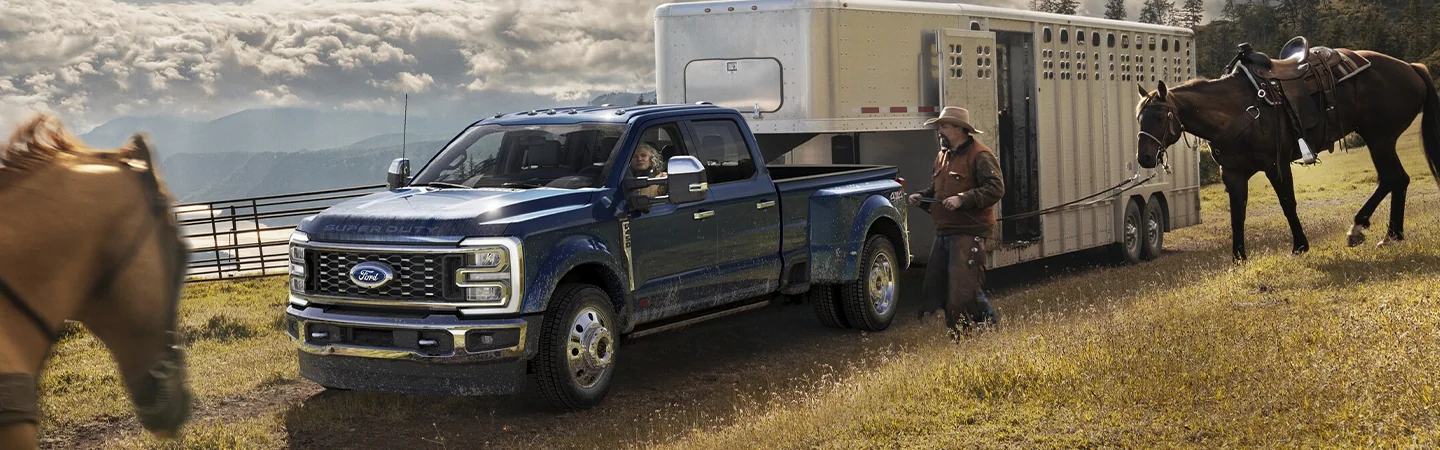 2024 Ford Super Duty front side in blue