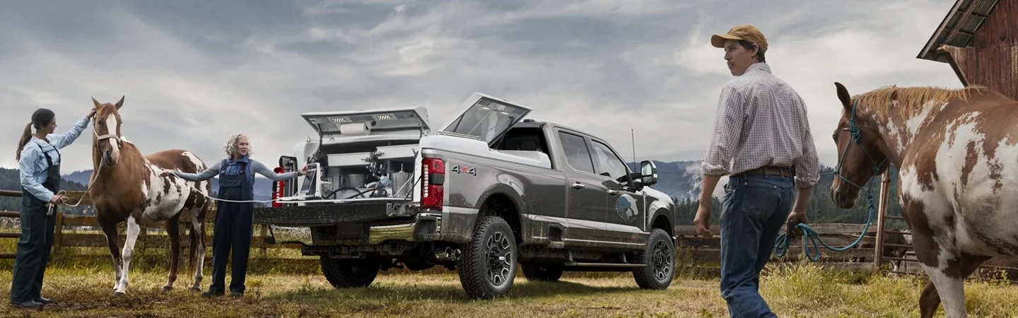 2024 Ford Super Duty back side in silver