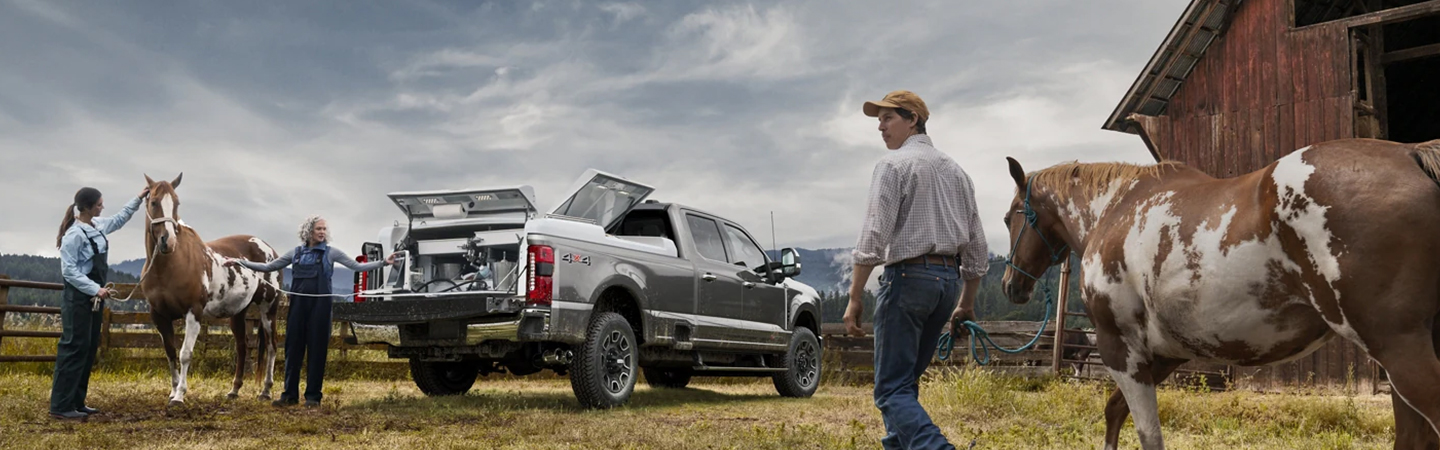 2023 Ford Super Duty parked at a horse farm