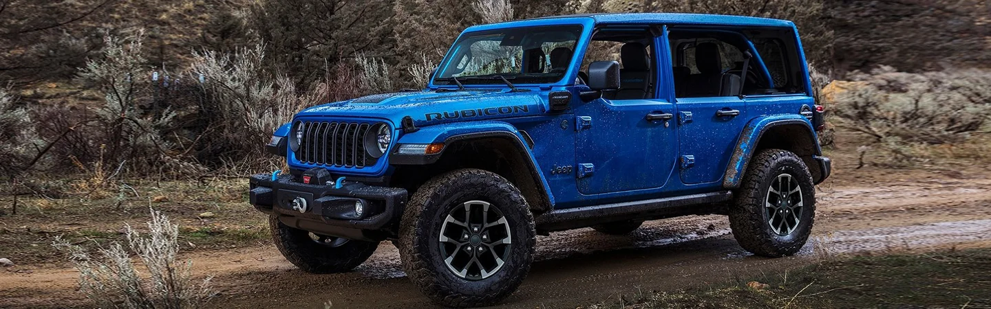 2024 Jeep Wrangler 4xe Range front side View blue