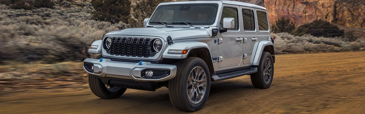 2024 Jeep Wrangler 4xe Range front side view silver