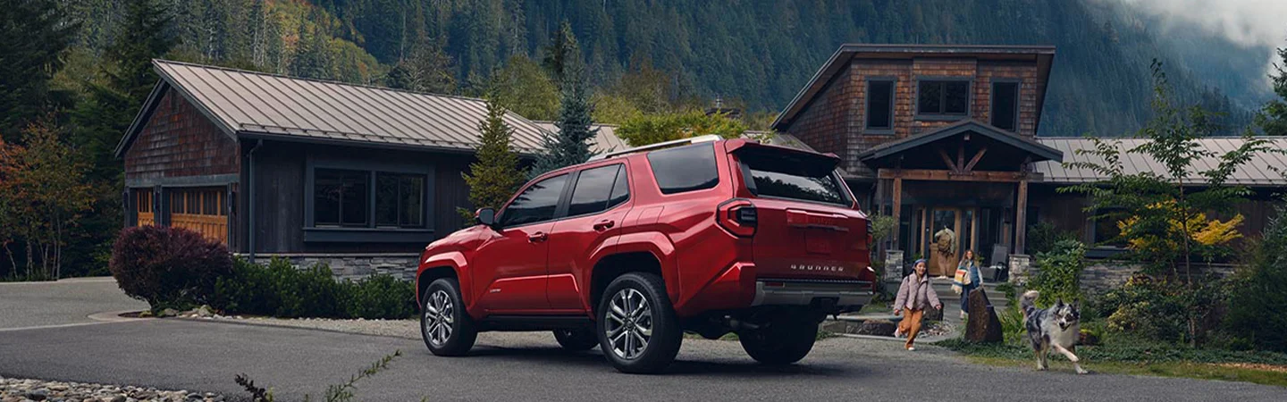 red 4Runner at village
