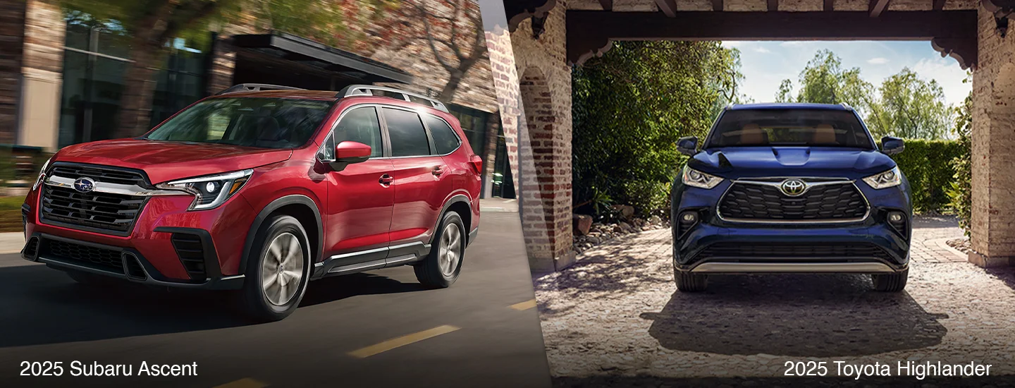 Side by side comparison of 2025 Subaru Ascent and 2025 Toyota Highlander