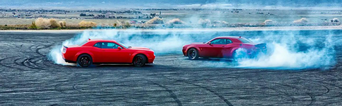 Two red Hellcats racing