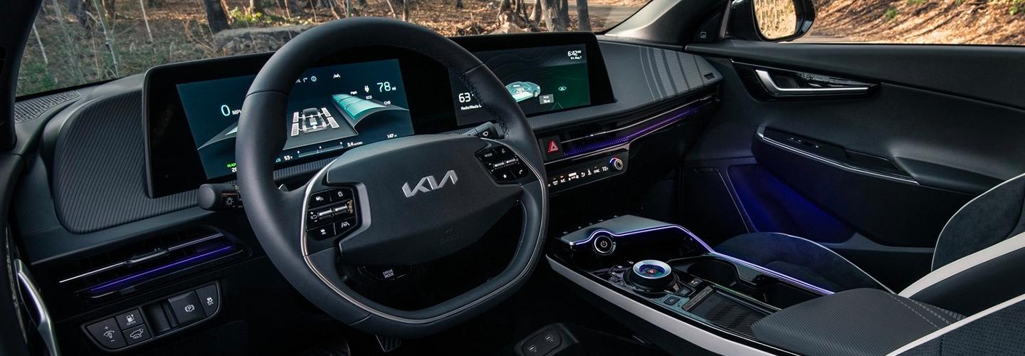 Interior view of the front seat of a 2022 Kia EV6
