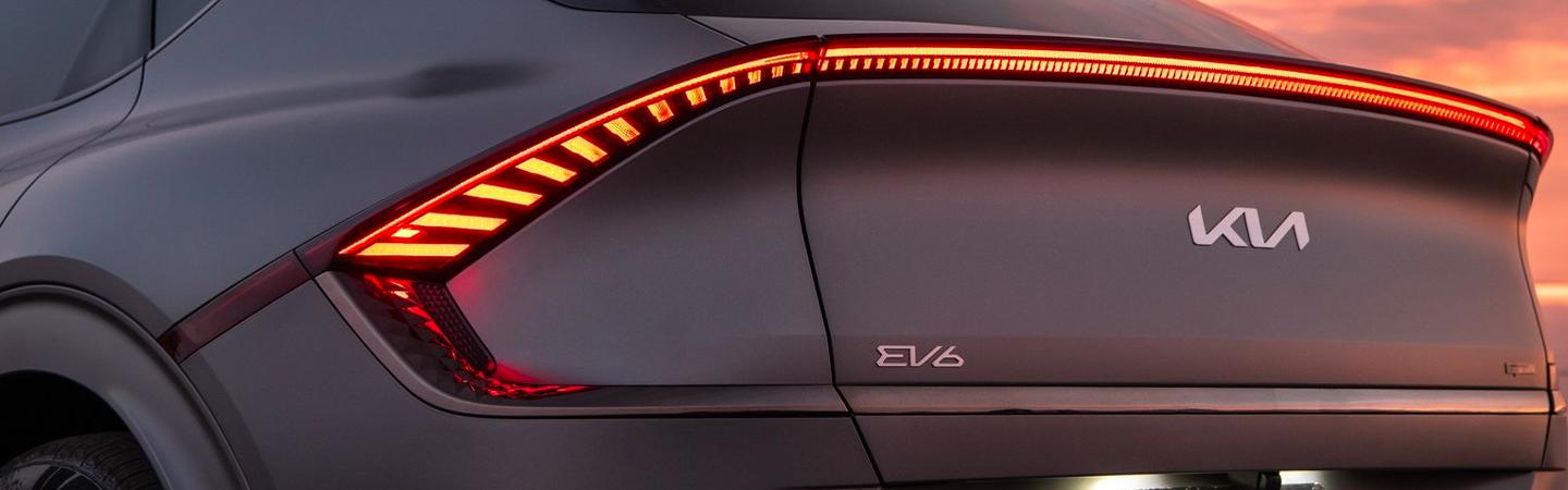 View of the back of a gray 2022 Kia EV6
