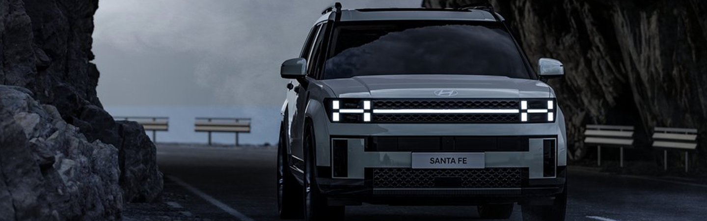 2024 Hyundai Santa Fe Specs front side in white