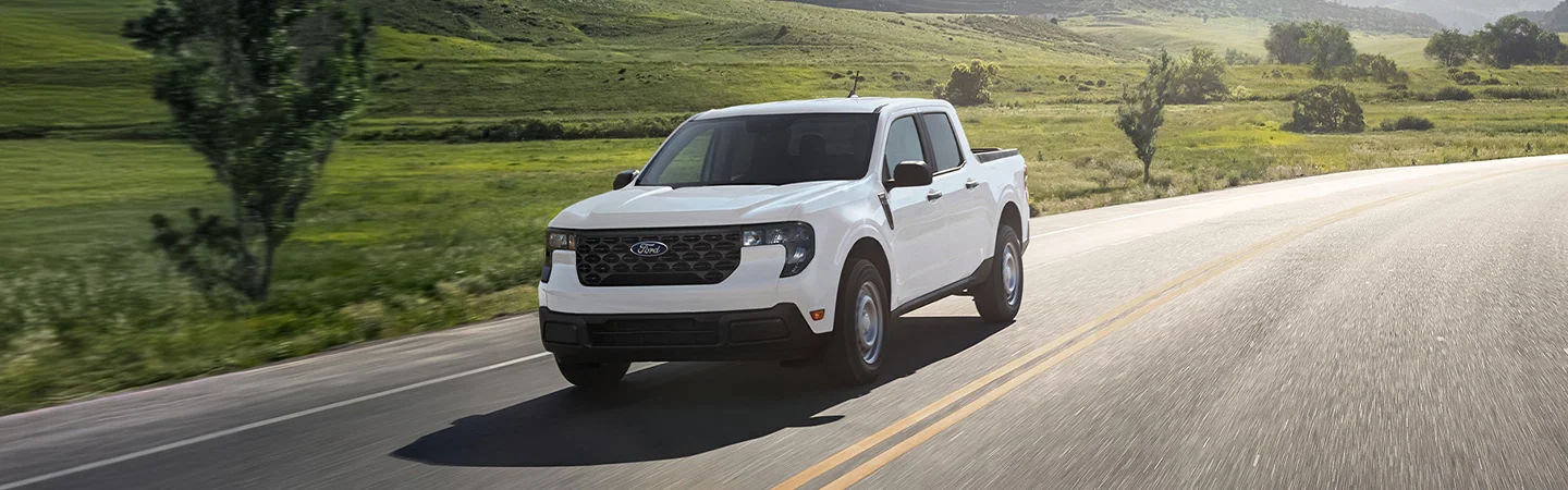2025 Ford Maverick vs Ford F-150 White Color Front View