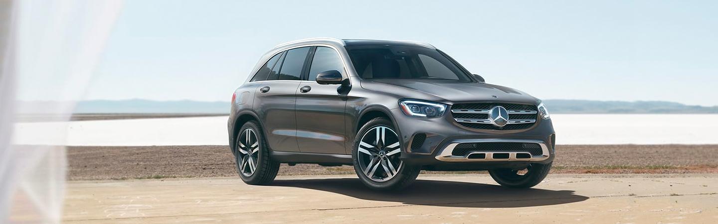 Grey 2021 Mercedes Benz gLC Parked Side Angle