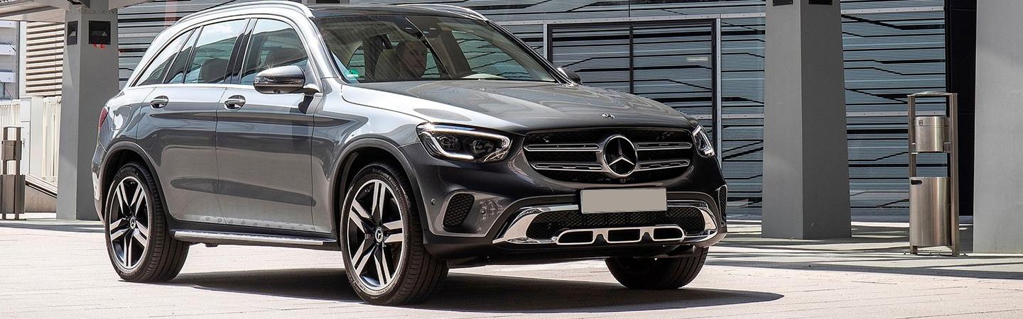Grey2021 Mercedes Benz GLC Parked side angle