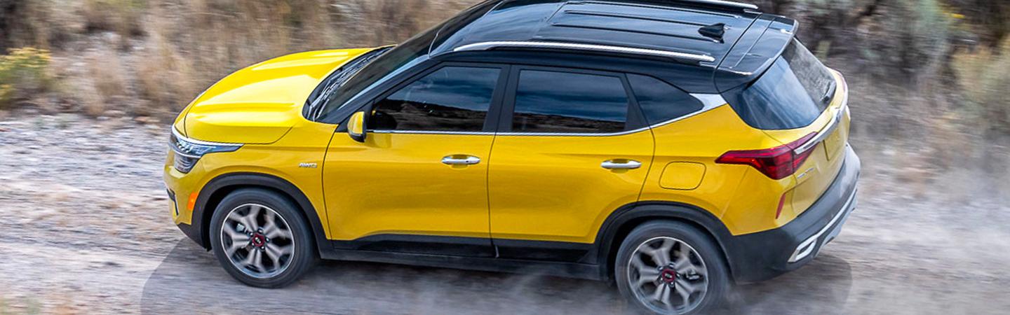 Yellow Seltos in motion