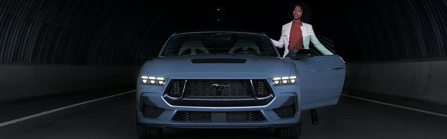 2024 Ford Mustang night time front view