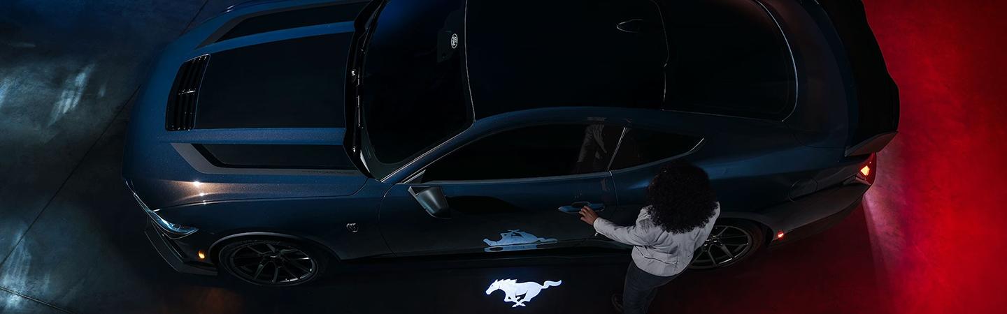 2024 Ford Mustang night time aerial view