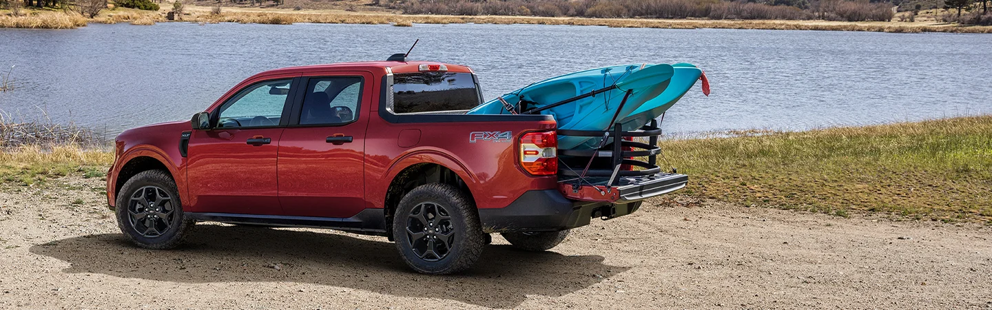 2025 Ford Maverick vs Ford F-150 Red Color Side View 