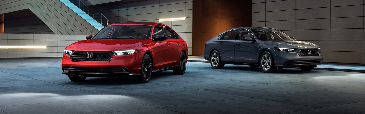 2025 Honda Accord vs Toyota Camry Red And Blue color car Front View 