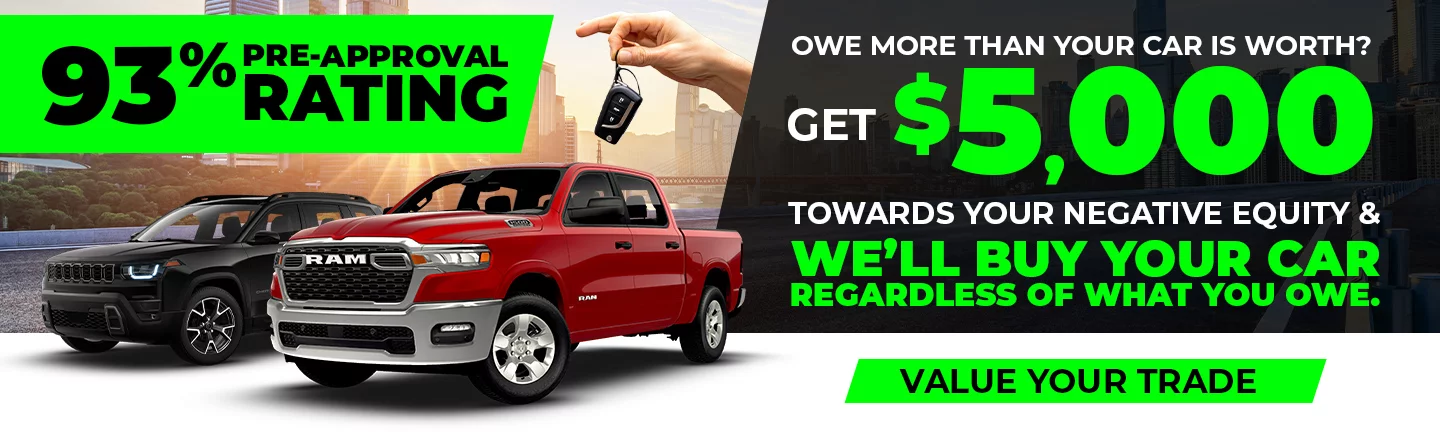 93% Pre-Approval Rating OWE MORE THAN YOUR CAR IS WORTH? GET $5,000 TOWARDS YOUR NEGATIVE EQUITY & WE'LL BUY YOUR CAR REGARDLESS OF WHAT YOU OWE.