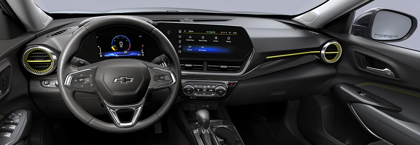 Interior view of the dashboard of a 2025 Chevrolet Trax