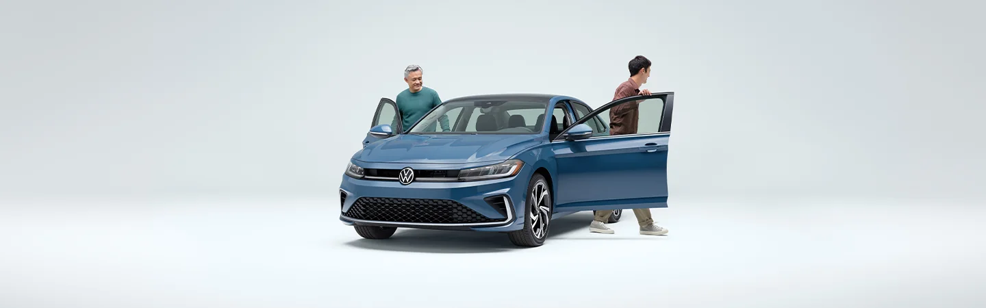 2025 Volkswagen Jetta vs Jetta GLI Blue color front view 