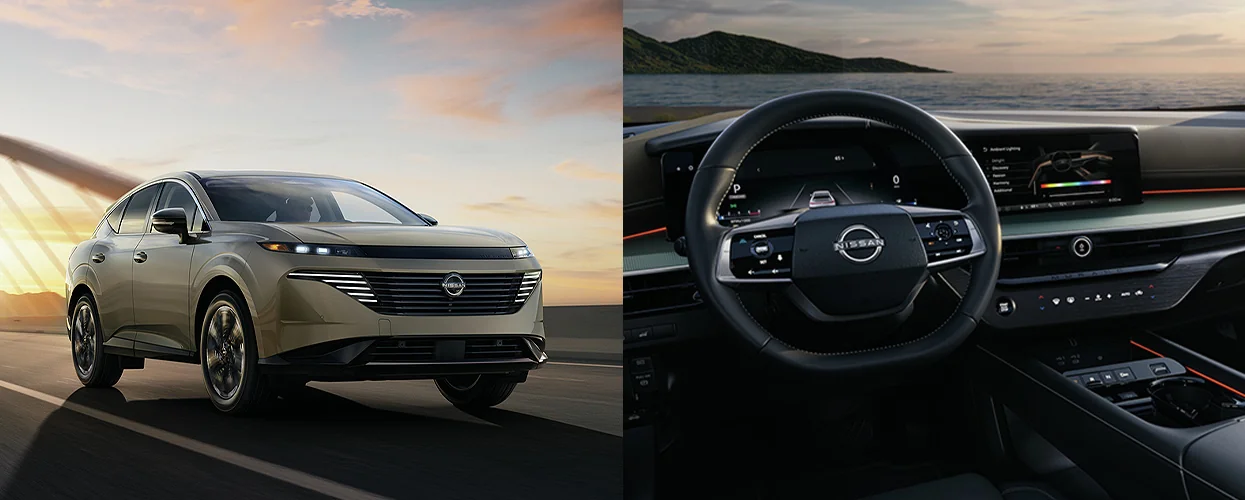 split image of a 2026 Nissan Murano and view of the interior