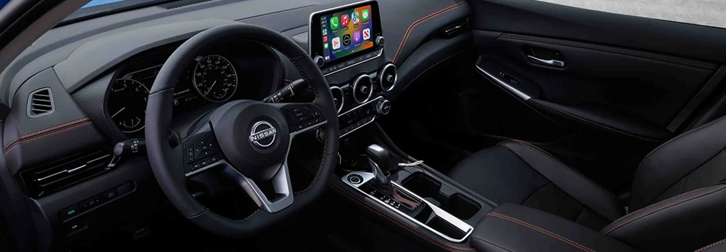 Interior View of the front seat and dashboard of a 2024 Nissan Sentra