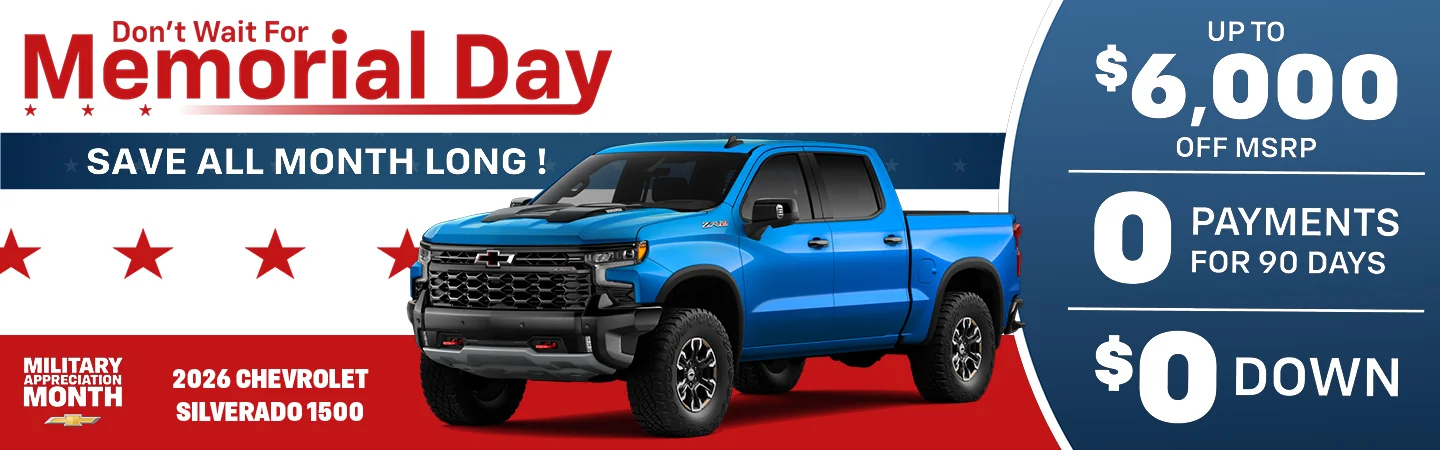 Monthly Specials savings at Vaden Chevrolet Hinesville