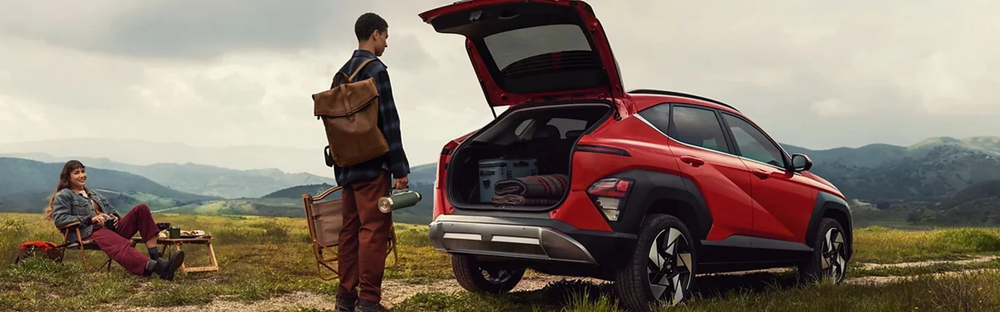 Hyundai Kona Specs red back view