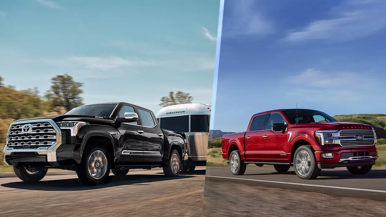 Split image of 2 Toyota Tundras