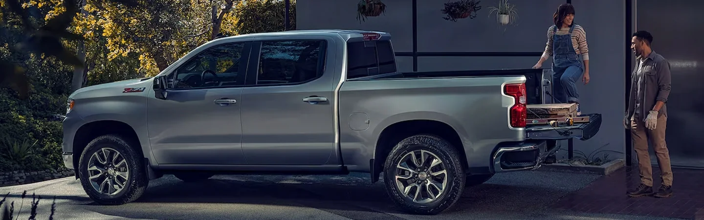 2024 Chevrolet Silverado side front in silver