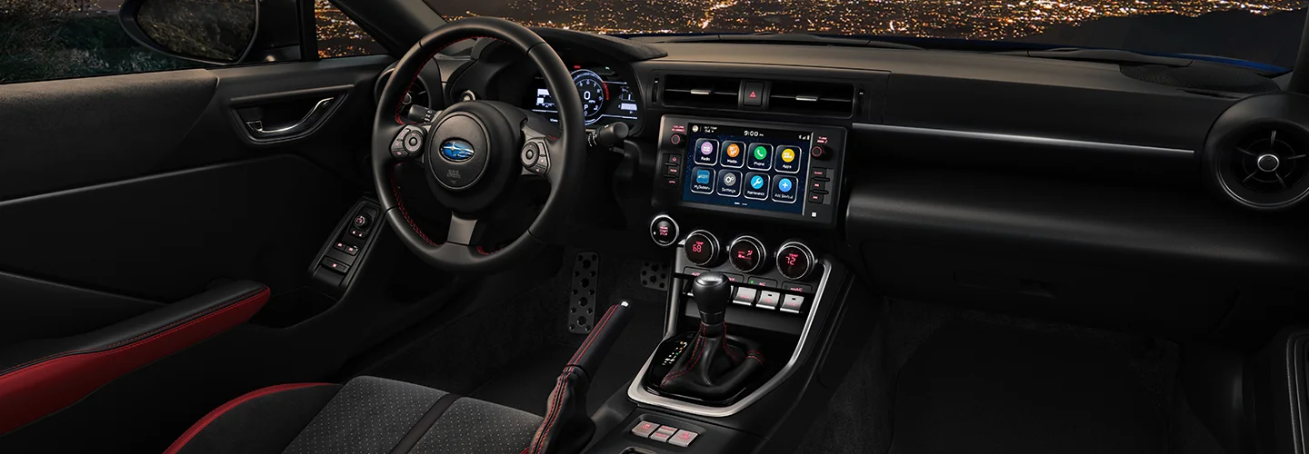Interior view of the frontseat and dashboard of a 2025 Subaru BRZ in Chattanooga, TN.