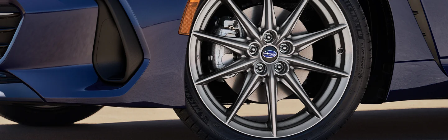 Close up a wheel of a 2025 Subaru BRZ in Chattanooga, TN.