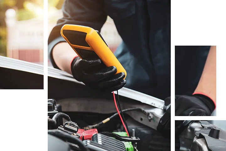 Battery being tested on a vehicle