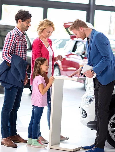 Customer reviewing vehicle financing information