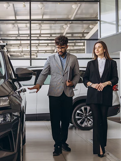 Customer completing a vehicle finance application