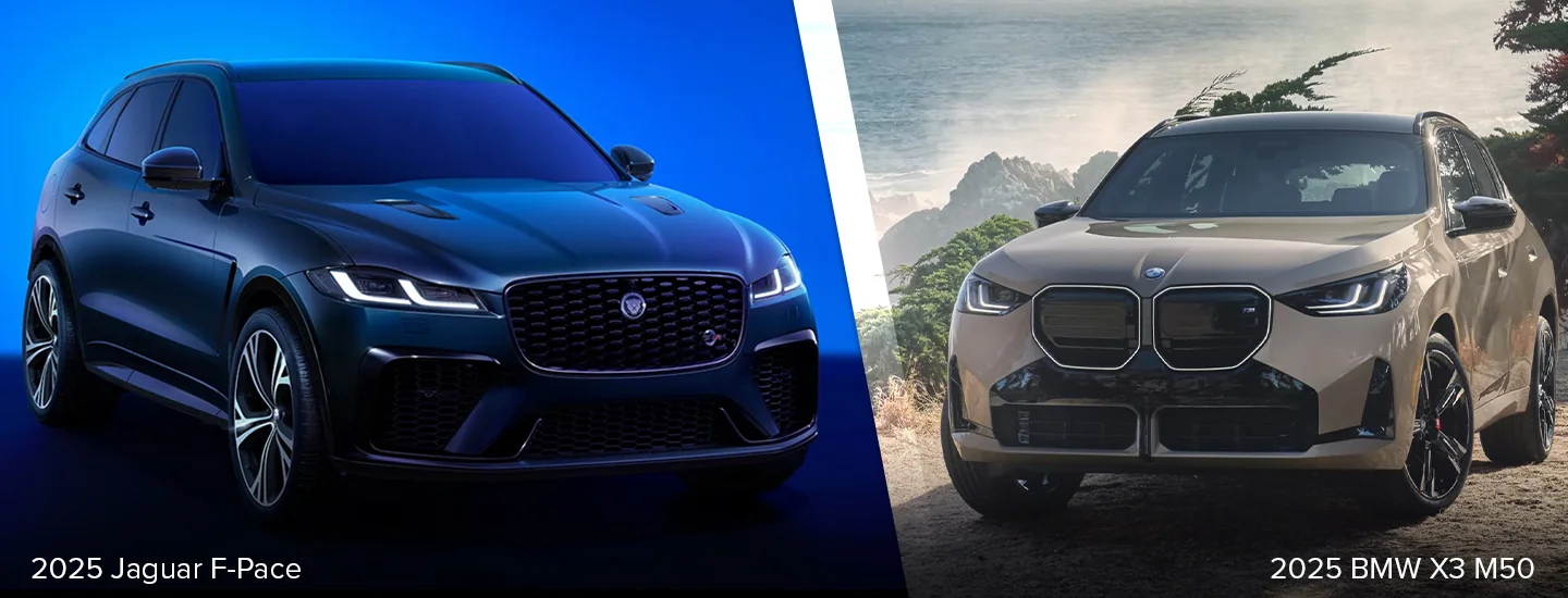 2025 Jaguar F-PACE and a BMW X3 side by side